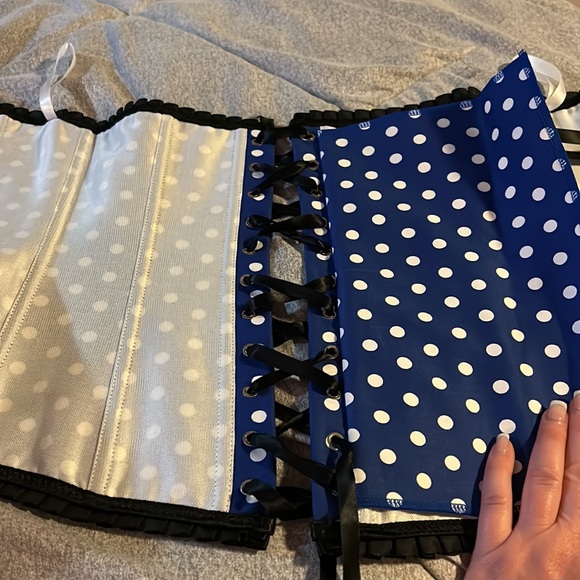 Blue with White Polka Dots Corset - Picture 3 of 4